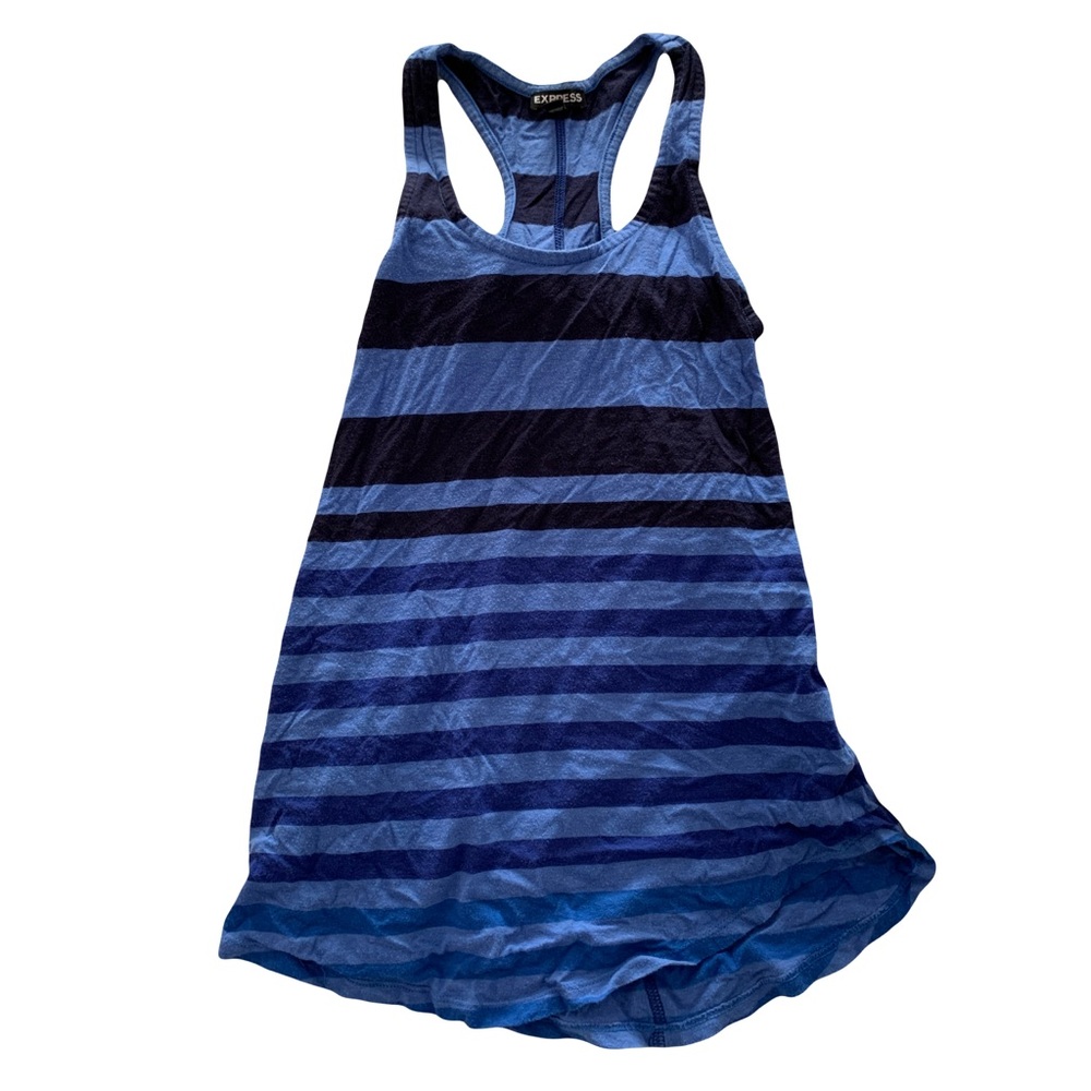 Blue Striped Racerback Tank